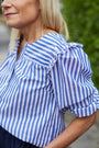 Leila Frill Shoulder Shirt - Blue/White
