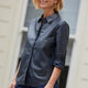 Leonie Leather Shirt - Blue/Black