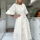Lila Broderie Pleat Dress - Cream