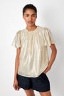 Lucie Silk Mix Lame Blouse - Gold
