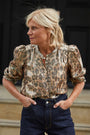 Norah Silk Blend Lame Blouse - Leopard