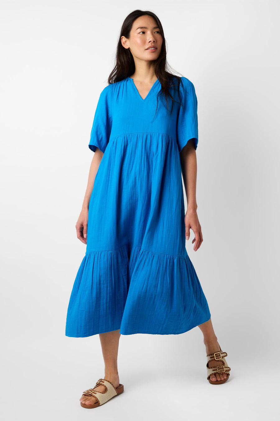 Serena Double Gauze Dress - Azure