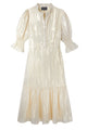 Aimee Silk Blend Lame Dress - Soft Gold - Longer Length