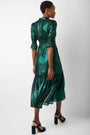 Aimee Silk Mix Lame Dress - Emerald