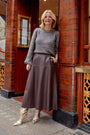Aurelie A-Line Leather Skirt - Chocolate