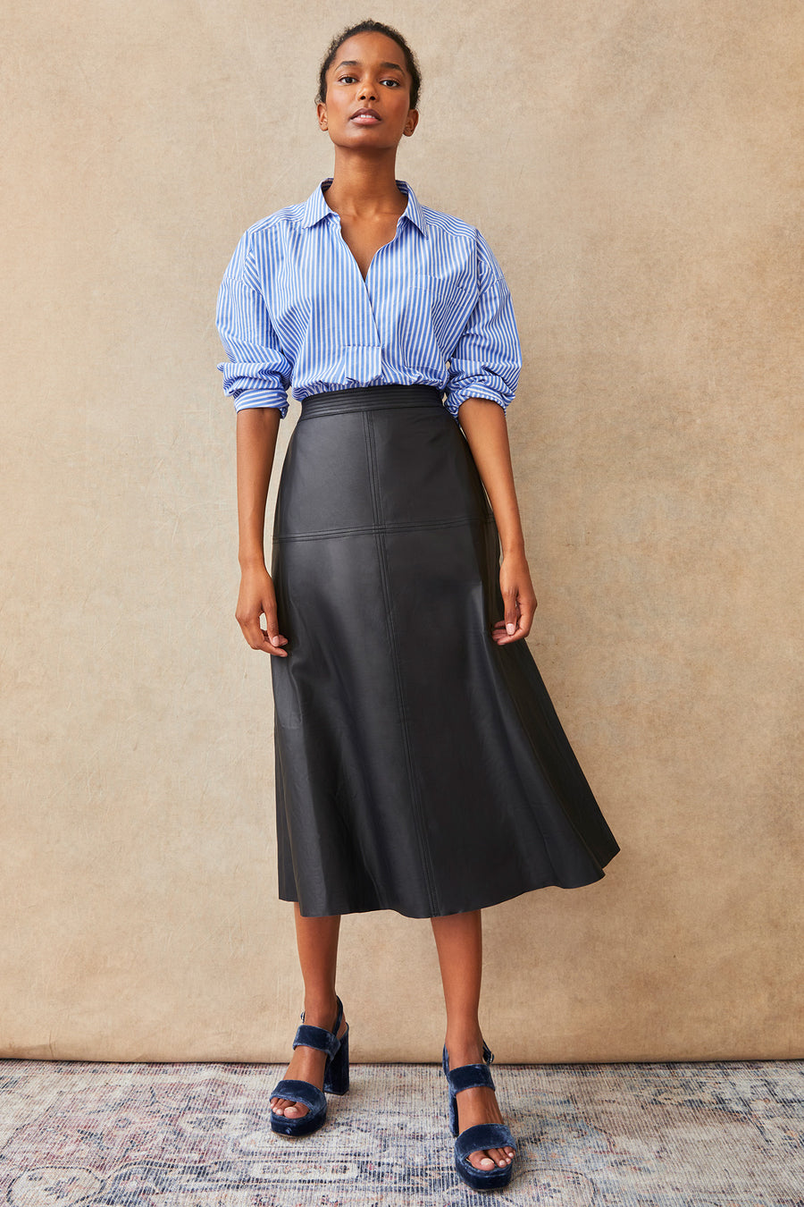 Leather Skirts A Line Skirt Size 16 Curves Black Vinyl Faux