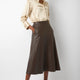 Aurelie A-Line Leather Skirt - Chocolate