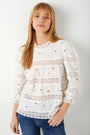 Ava Embroidered Jersey Top - Ivory