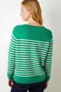 Bea Breton Striped Cashmere Jumper - Green/Ivory
