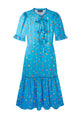 Billie Fruity Floral Bow Detail Dress - Blue