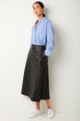 Aurelie A-Line Leather Skirt - Black