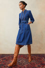 Charlotte Embroidered Dress - Denim Blue