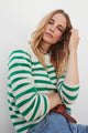 Chrissie Cashmere Breton Stripe - Ivory/Green