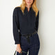Ella Embroidered Jersey Blouse - Navy