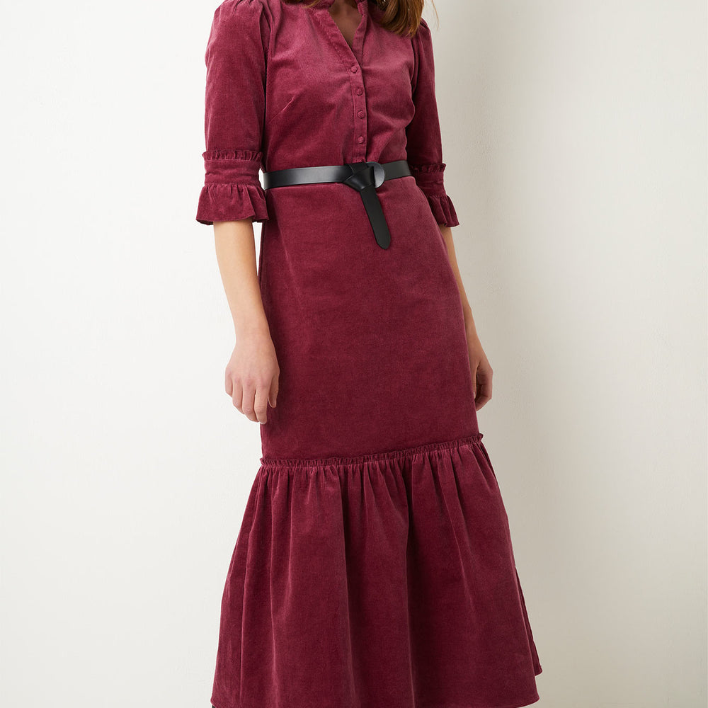 Isobel Cord Dress - Berry -  Longer Length