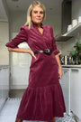 Isobel Cord Dress - Berry -  Longer Length
