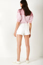 Jennifer Raw Hem Denim Shorts - White