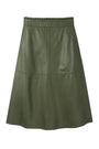 Lateisha Leather Skirt - Olive Green