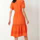 Layna Lace Trim Silk Dress - Orange