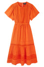 Layna Lace Trim Silk Dress - Orange