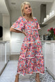 Marielle Large Carnation Print Dress - Multi Pink - Longer Length