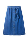 Louisa Button Through Denim Skirt - Dark Wash