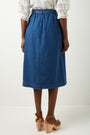 Louisa Button Through Denim Skirt - Dark Wash