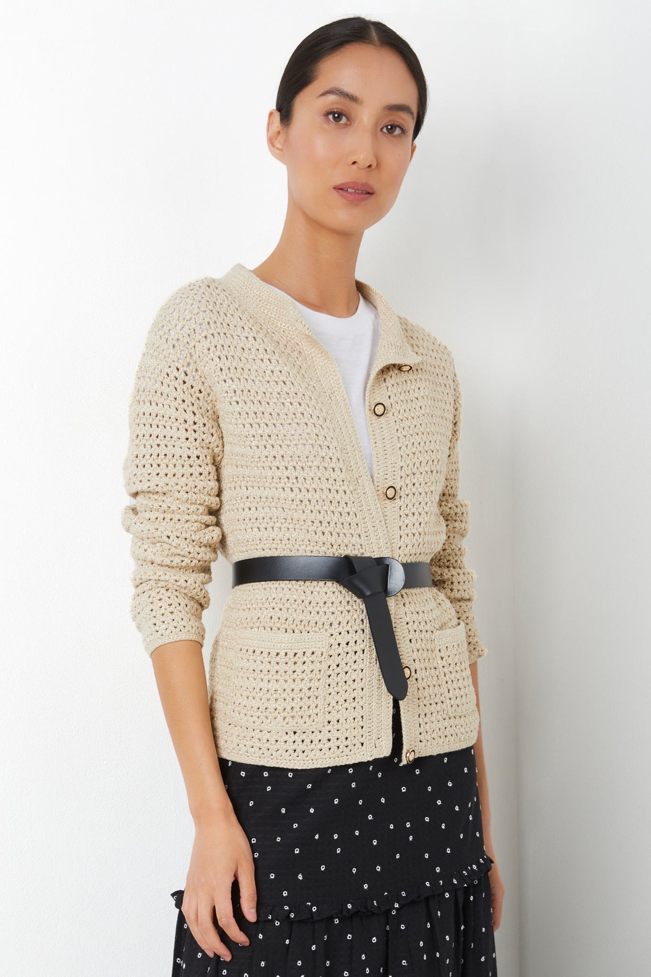 Lucie Shimmer Crochet Jacket - Gold Shimmer – WYSE London