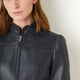Lyra Leather Jacket - Blue Black