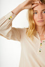 Maddie Multi Colour Button Detail Blouse - Oyster