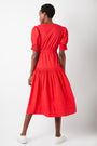 Minnie Pleat Detail Dress - Red