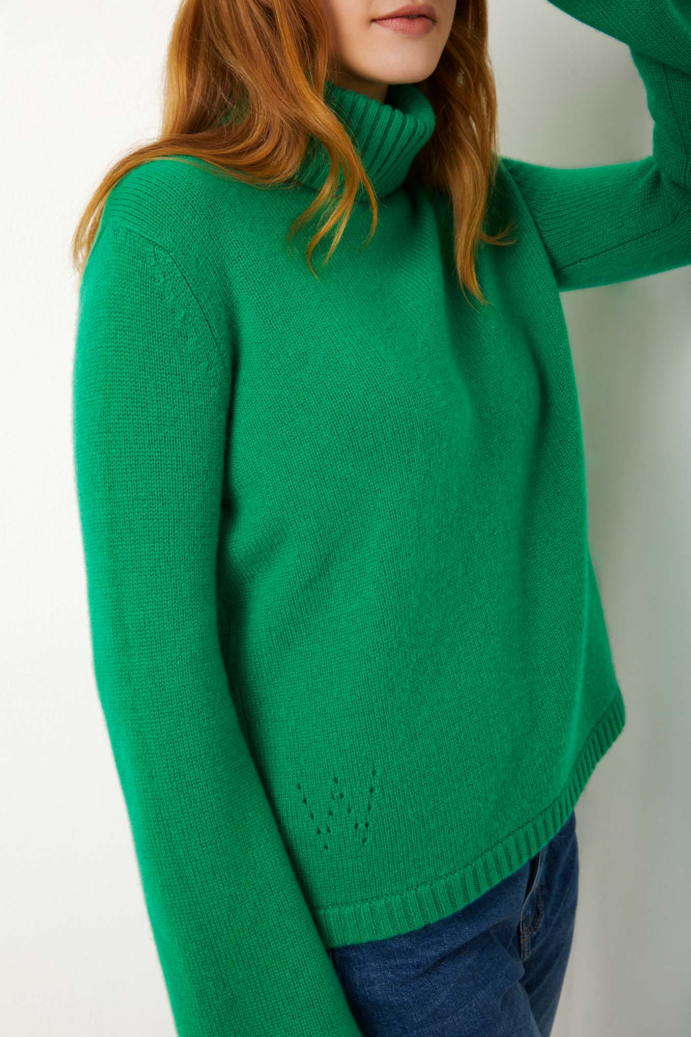 Nina Funnel Neck Jumper - Spring Green — WYSE London