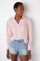 Paris Linen Stripe Frill Shirt - Pink/White