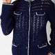 Paris Tipped Crochet Bomber - French Navy/Ivory/Gold
