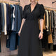 Paulina Satin Back Crepe Dress - Black