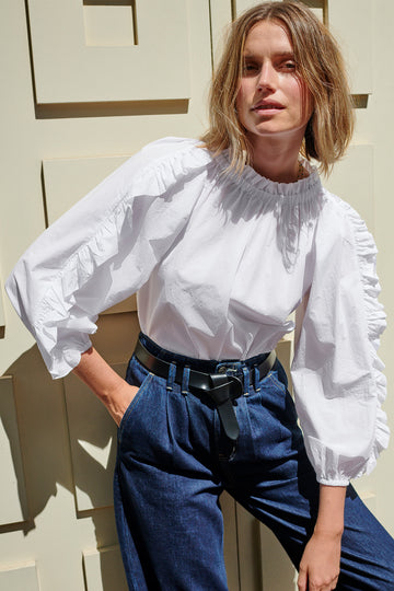 Rae Ruffle Sleeve Top - White – WYSE London