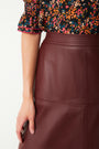 Aurelie A-Line Leather Skirt - Bordeaux