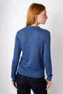 Rennee Ribbed Shimmer Knit Polo - Denim Blue