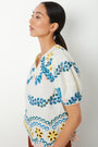 Roxanne Large Scale Cutwork Top - Ivory/Multi