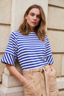 Sablons Stripe Wide Sleeve T-Shirt - Cobalt/Ivory