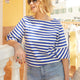 Sablons Stripe Wide Sleeve T-Shirt - Cobalt/Ivory