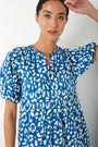 Serena Leopard Print Cotton Poplin Dress - Blue Multi - Regular