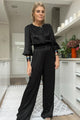 Sherise Sequin Cuff Jumpsuit - Black - Longer Length