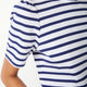 Tara Stripe Ruffle Neck Short Sleeve Tee - Ivory/Navy
