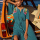 Tia Multi Colour Corded Dress - Petrol/Multi