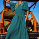 Tia Multi Colour Corded Dress - Petrol/Multi