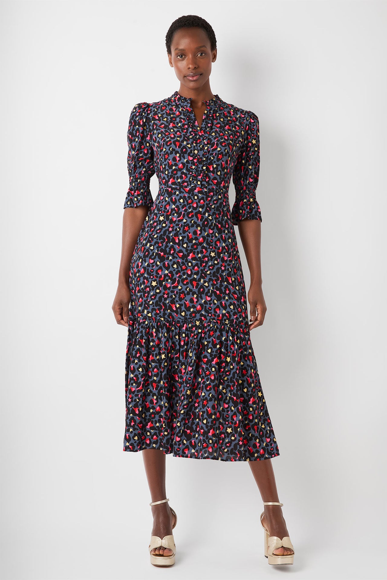 Aimee Leopard Dress - Slate Blue - Regular – WYSE London