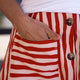 Andre Stripe Skirt - Red/Ecru