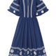 Drew Embroidered Corded Dress - Midnight