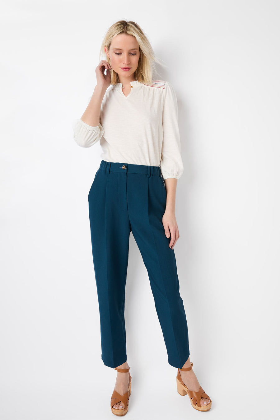 Ellie Straight Tailored Trouser - Teal